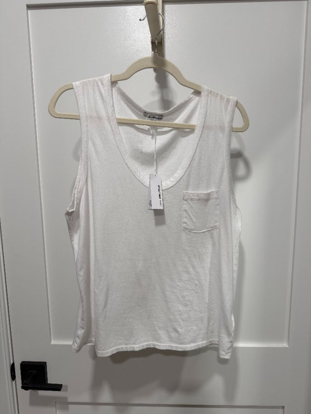 James Perse James White Cotton Pocket Tank Top Size 2 (Medium)